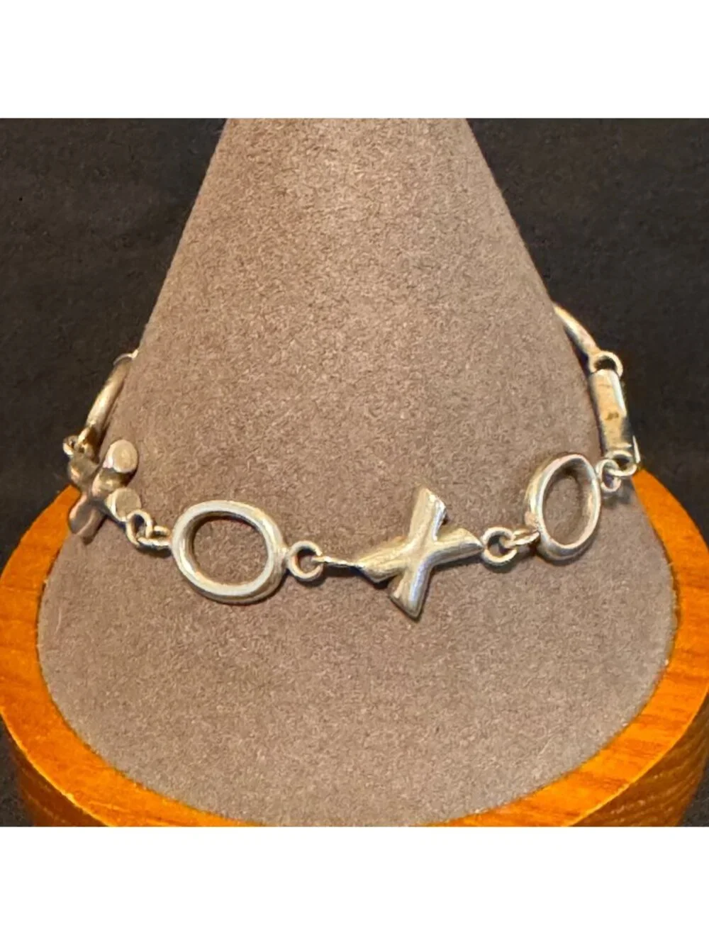 Sterling Silver 925 XO Link Chain Bracelet Lobster Clasp Size 7.5
